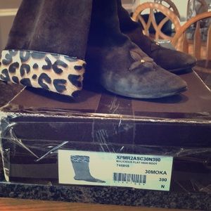 Louis Vuitton suede boot with leopard print